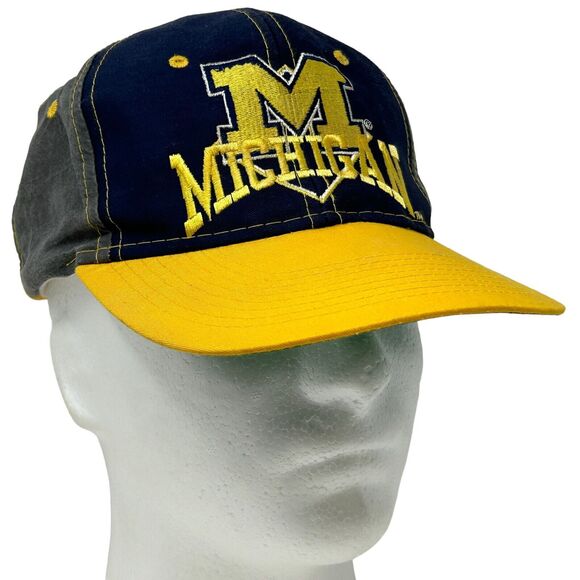 Vintage Michigan Wolverines Hat Baseball Cap 90s The Game University NCAA Blue - Picture 1 of 11